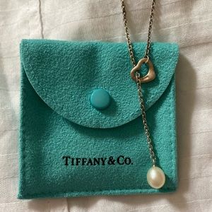 Tiffany & Co. Open Heart Pearl Necklace Sterling